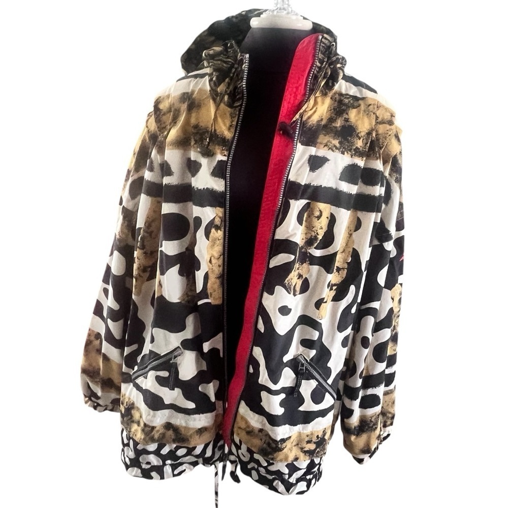 Vtg Obermeyer Gaper Day Women's Ski Jacket Abstract Animal Print Size 16 - Picture 4 of 14